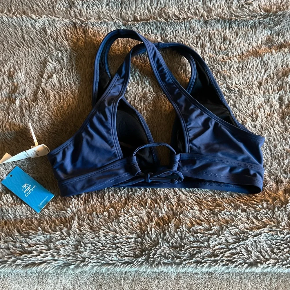 NWT Cupshe Women Swimsuits V Neck Triangle Top Wide Straps Cross Back Lace Up S
